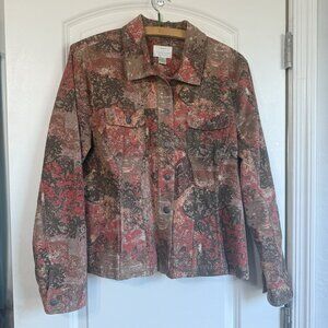 Christopher & Banks Jacket Red Floral Lace Stretch Women's Medium Coat Western
